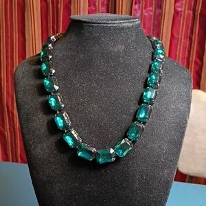 Joan Rivers Emerald Green & Black Necklace Granny Chic